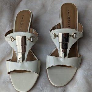 Karen Scott Cream Colored Patent Cork Heel Sandals Size 11